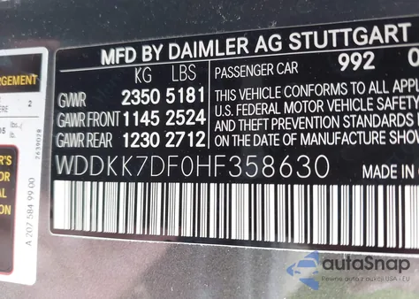 2017 Mercedes-Benz E 550 from USA, damaged, VIN WDDKK7DF0HF358630